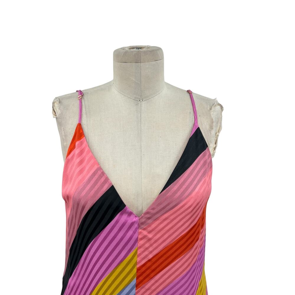 Stine Goya Gianna Dress Slip Midi Striped Silk Colorful Pink‎ Size Small - Picture 3 of 15